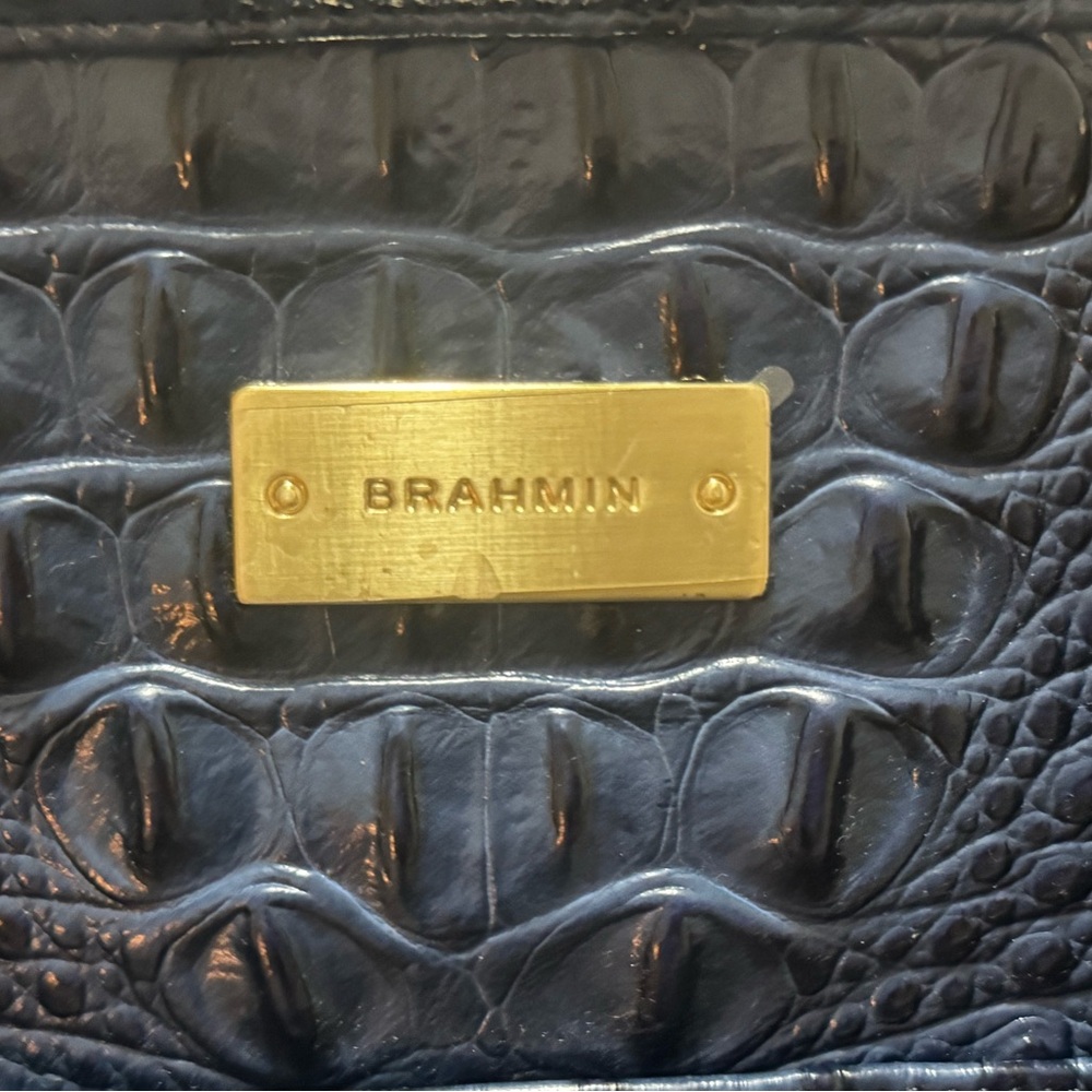 Brahmin Navy Crocodile Embossed Satchel - Picture 2 of 4